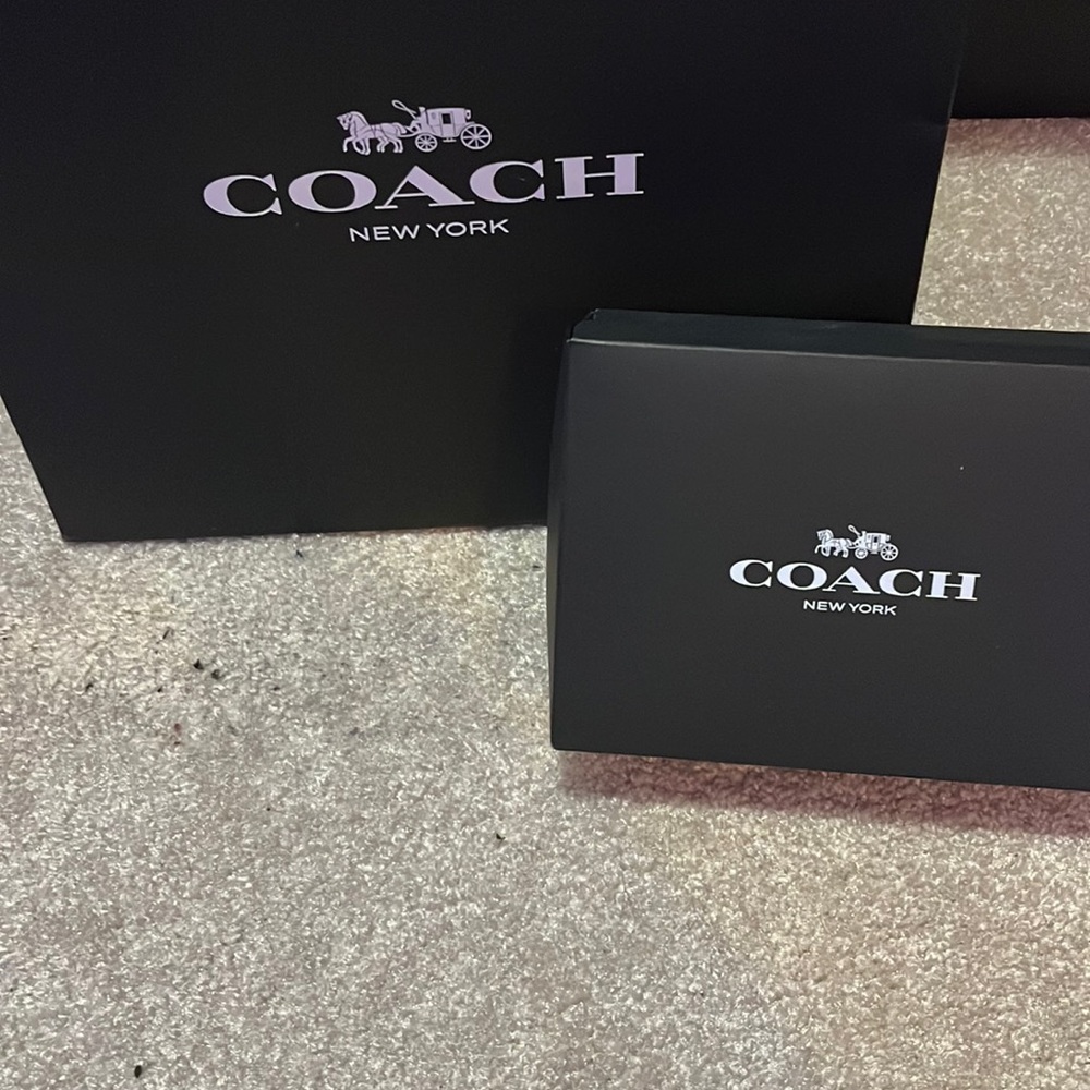 Coach paper shopping bag with small coach box with sticker and packaging paper